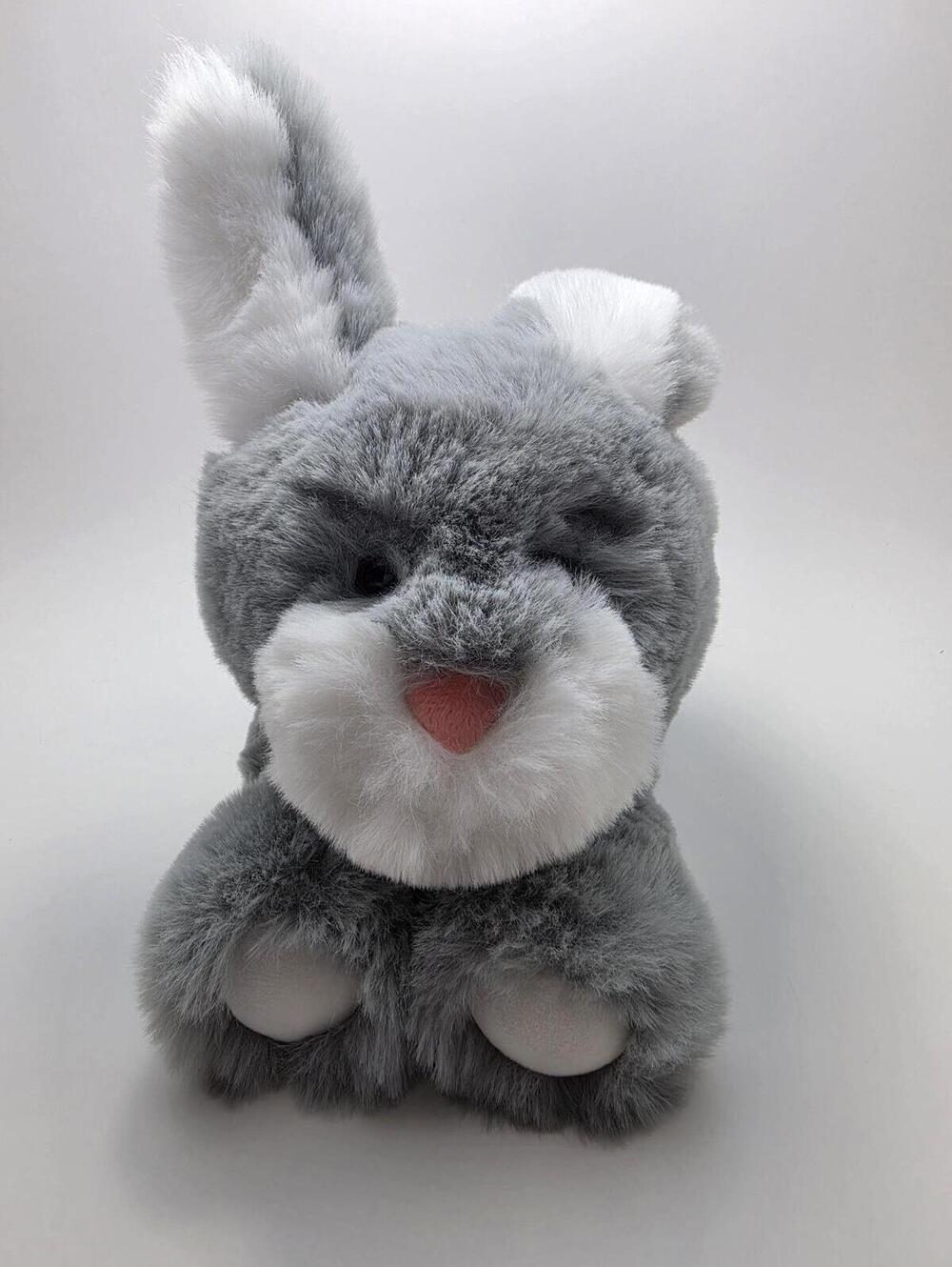 Worlds Softest Plush Gray Bunny Pink Nose!Soft Bunny Plush Rare (10 inch)